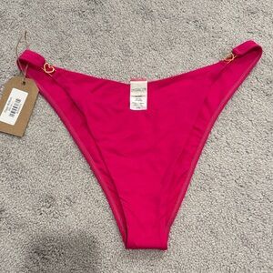 L*Space Fuchsia Ziggy Bikini Bottom with Gold Accents
